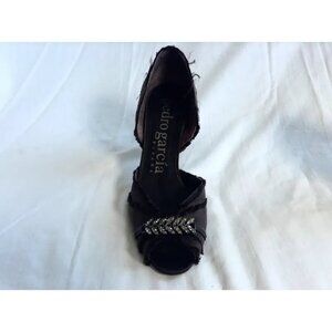 Vintage Pedro Garcia Mocha Silk D’Orsay Peep Toe Swarovski Crystal Heels 40 US 9